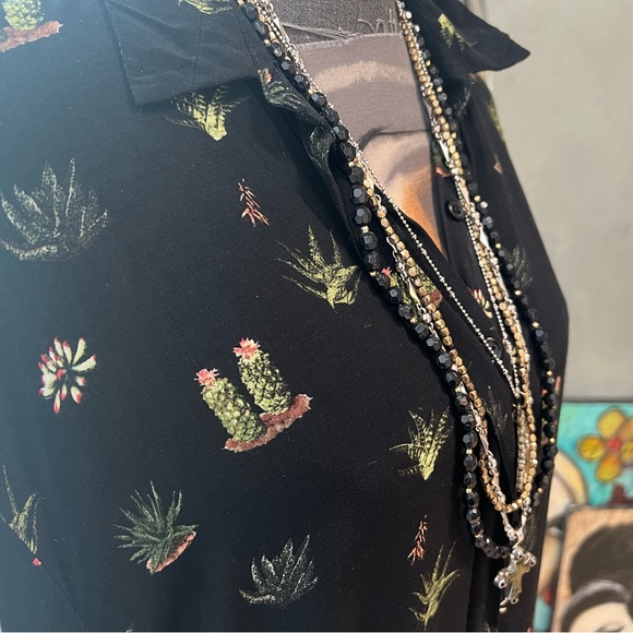 TOPSHOP CACTUS PRINT SHIRT DRESS - Picture 4 of 16